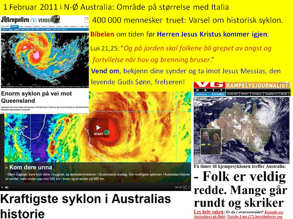 Historisk gigant Syklon Australia varsel 1 feb 2011