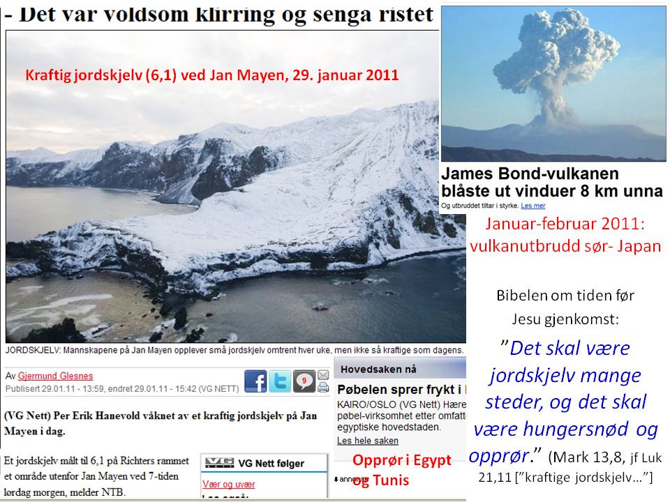 Kraftig jordskjelv Jan Mayen og oppstand Egypt januar februar 2011