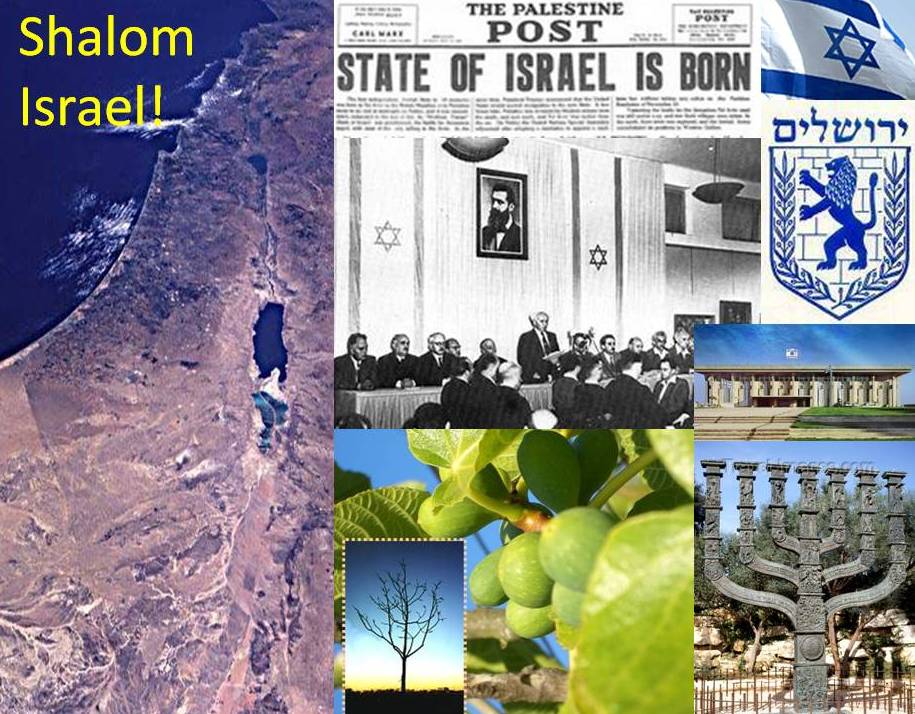 The reestablishment of the jewish state of Israel Declaration of independence 1948 David Ben Gurion Menorah Knesset Erez Israel 