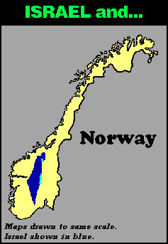 map Israel and Norway kart compare size of nations